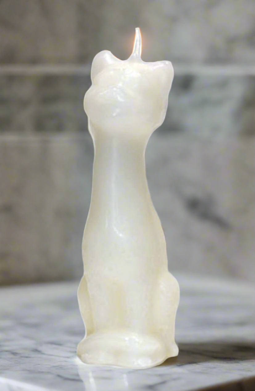 White Cat Egyptian Goddess Candle 5.5” candle