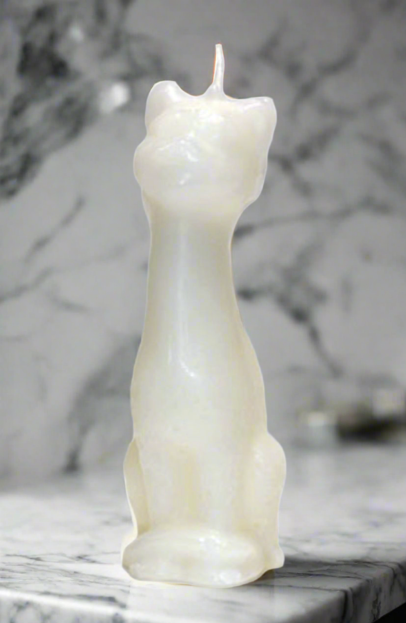White Cat Egyptian Goddess Candle 5.5” candle