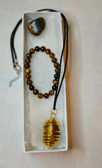 Tiger Eye Bracelet, Necklace, Tumbled Stone Gift Set - Last one! jewelry Sophie's Attic