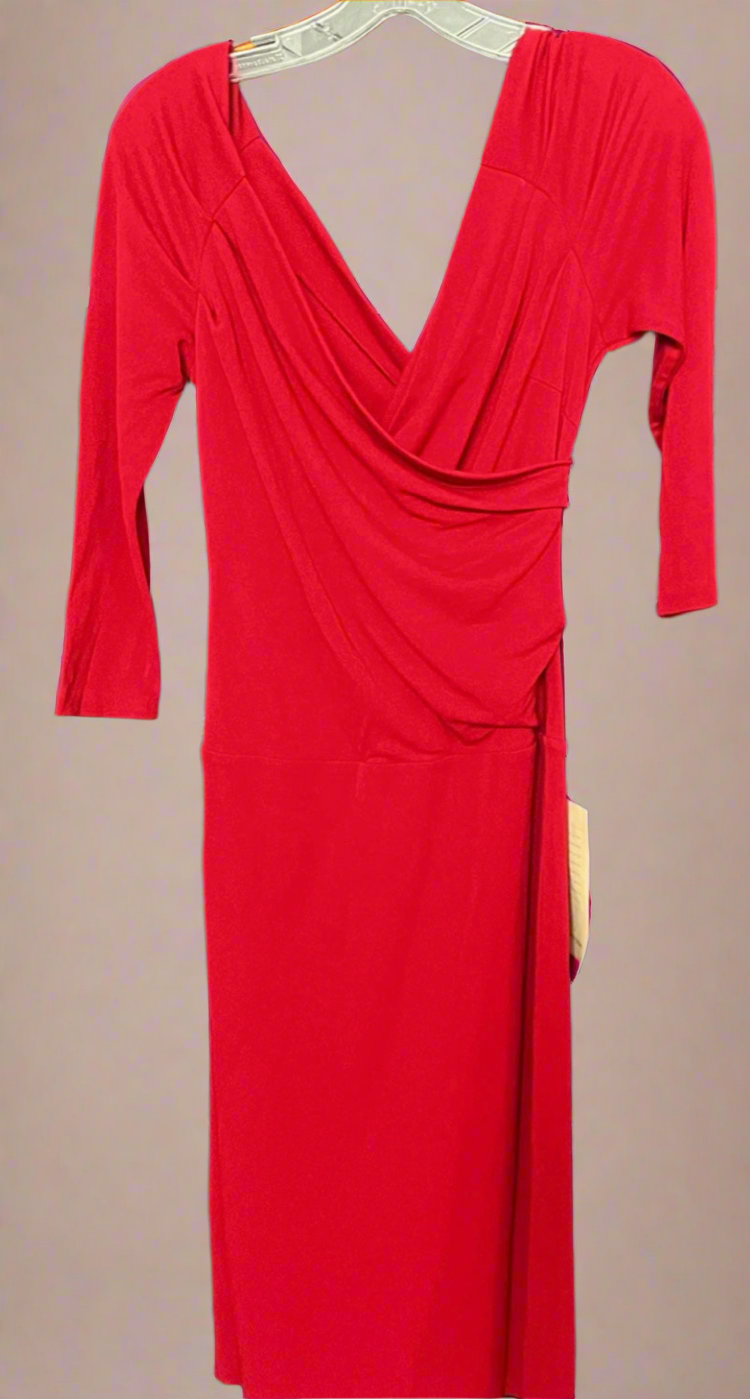 Vintage Sutton Studio Ruby Red Midi Wrap Dress Size 6P NWT - 2000s Dress Sophie's Attic Shop