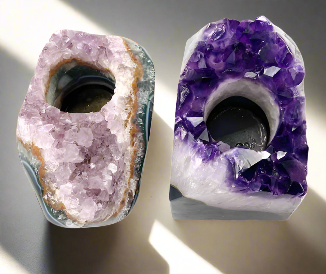 Large Amethyst Tealight Candle Holders crystal by Sophie's Attic