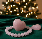 Rose Quartz Crystal Gift Set with Beaded Bracelet, Polished Heart and Tumbled Stone jewelry Sophie's Attic