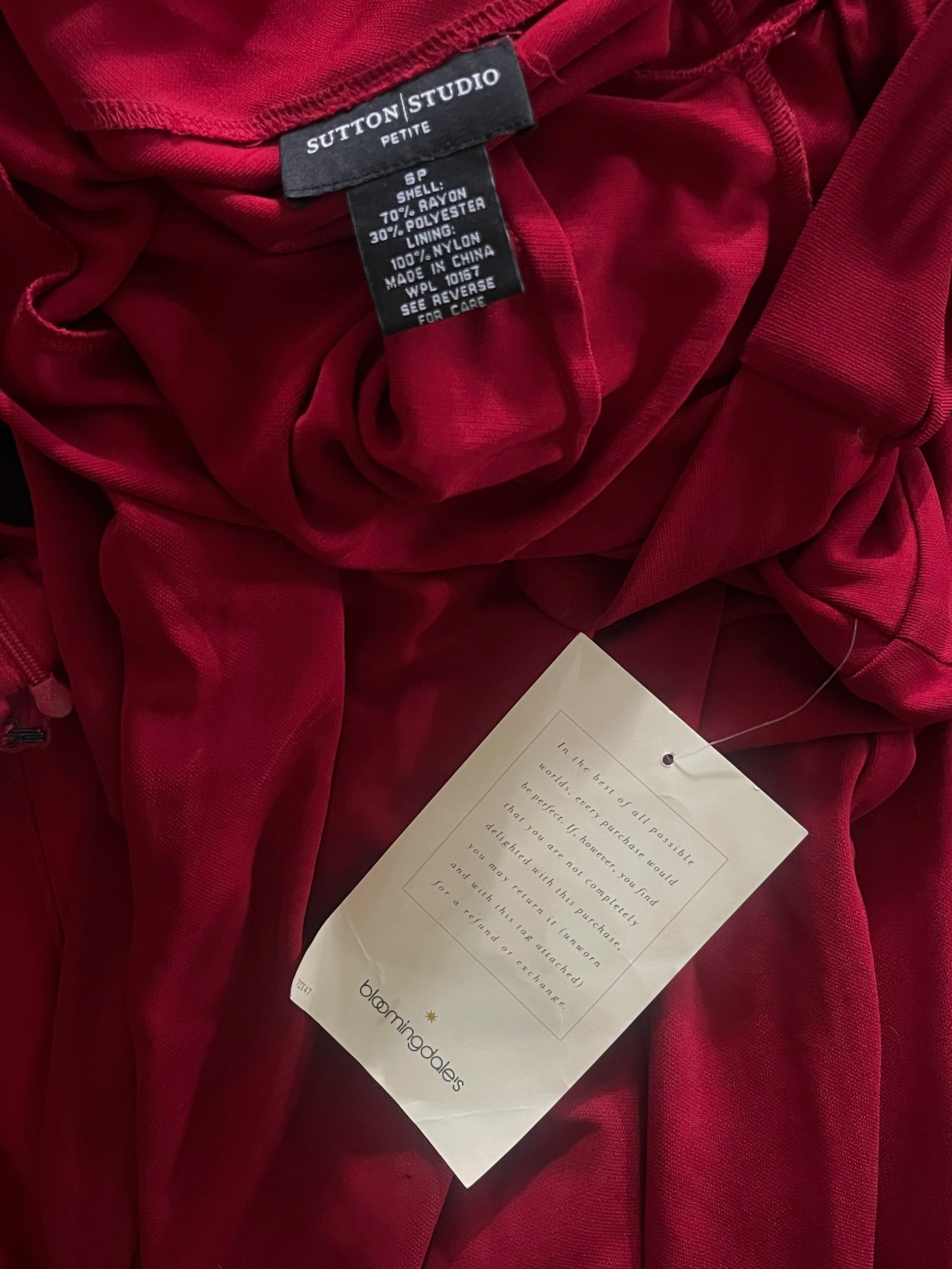 Vintage Sutton Studio Ruby Red Midi Wrap Dress Size 6P NWT - 2000s Dress Sophie's Attic Shop