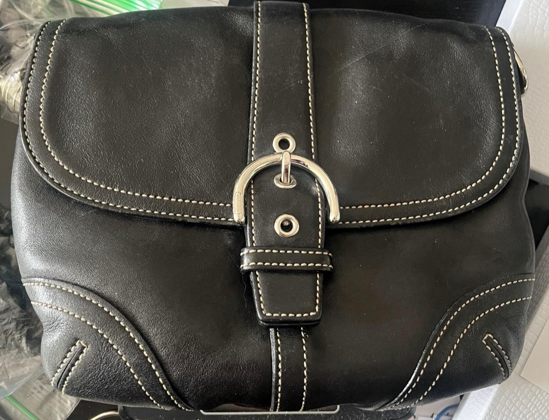 Vintage Coach SoHo Black Leather Crossbody Bag #7843 - Everyday Chic Handbag Sophie's Attic Shop