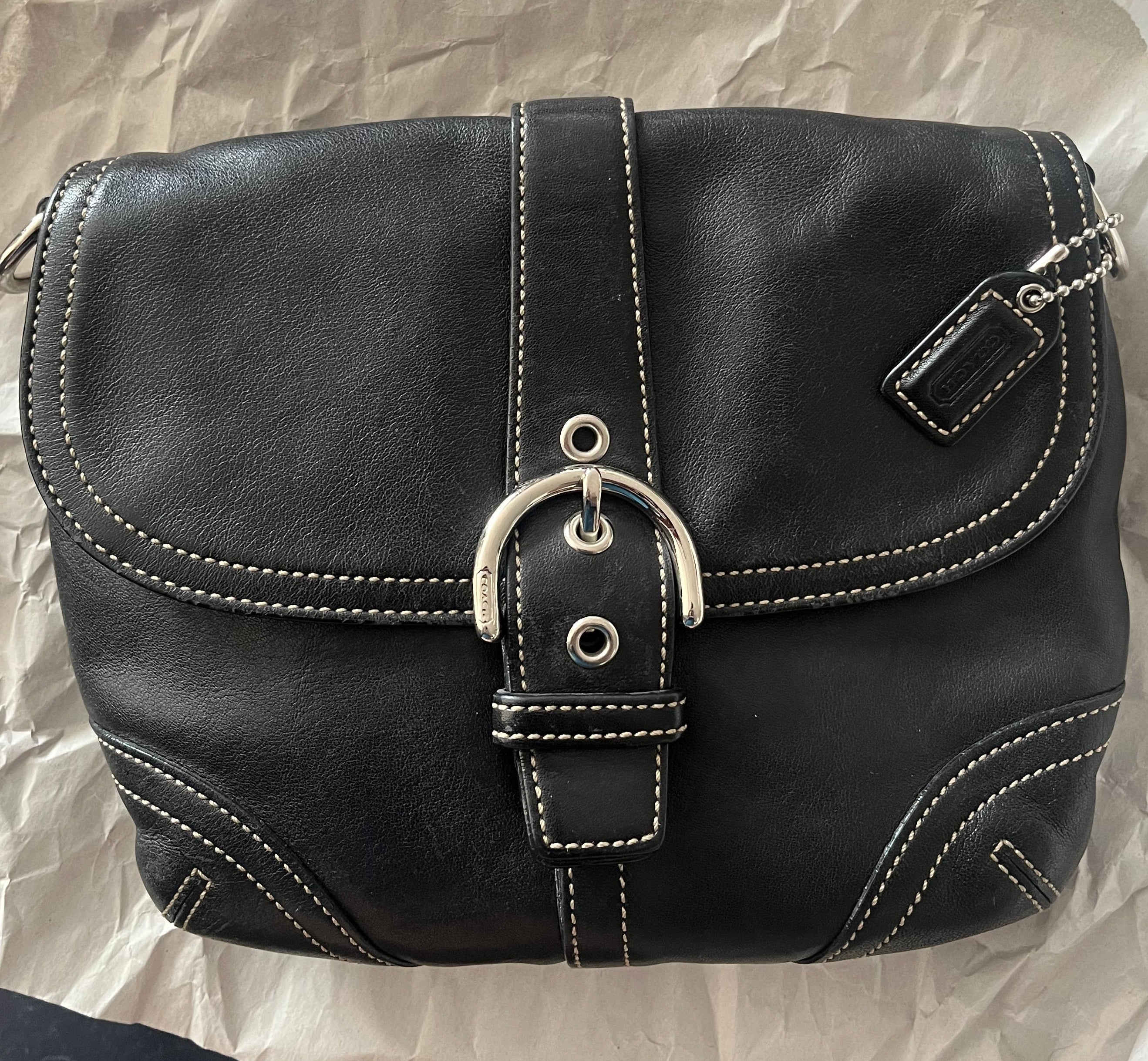 Vintage Coach SoHo Black Leather Crossbody Bag #7843 - Everyday Chic Handbag Sophie's Attic Shop