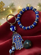 Evil Eye Set with 8mm Bracelet, Keychain and Black Aventurine Tumbled Stone jewelry Sophie's Attic