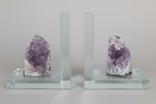 Amethyst Crystal Glass Bookends Set of 2 - Protection & Calm Decor decor Sophie's Attic Shop