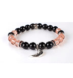 Rainbow Obsidian & Strawberry Quartz 8mm Bracelet - Moon Charm bracelet Sophie's Attic
