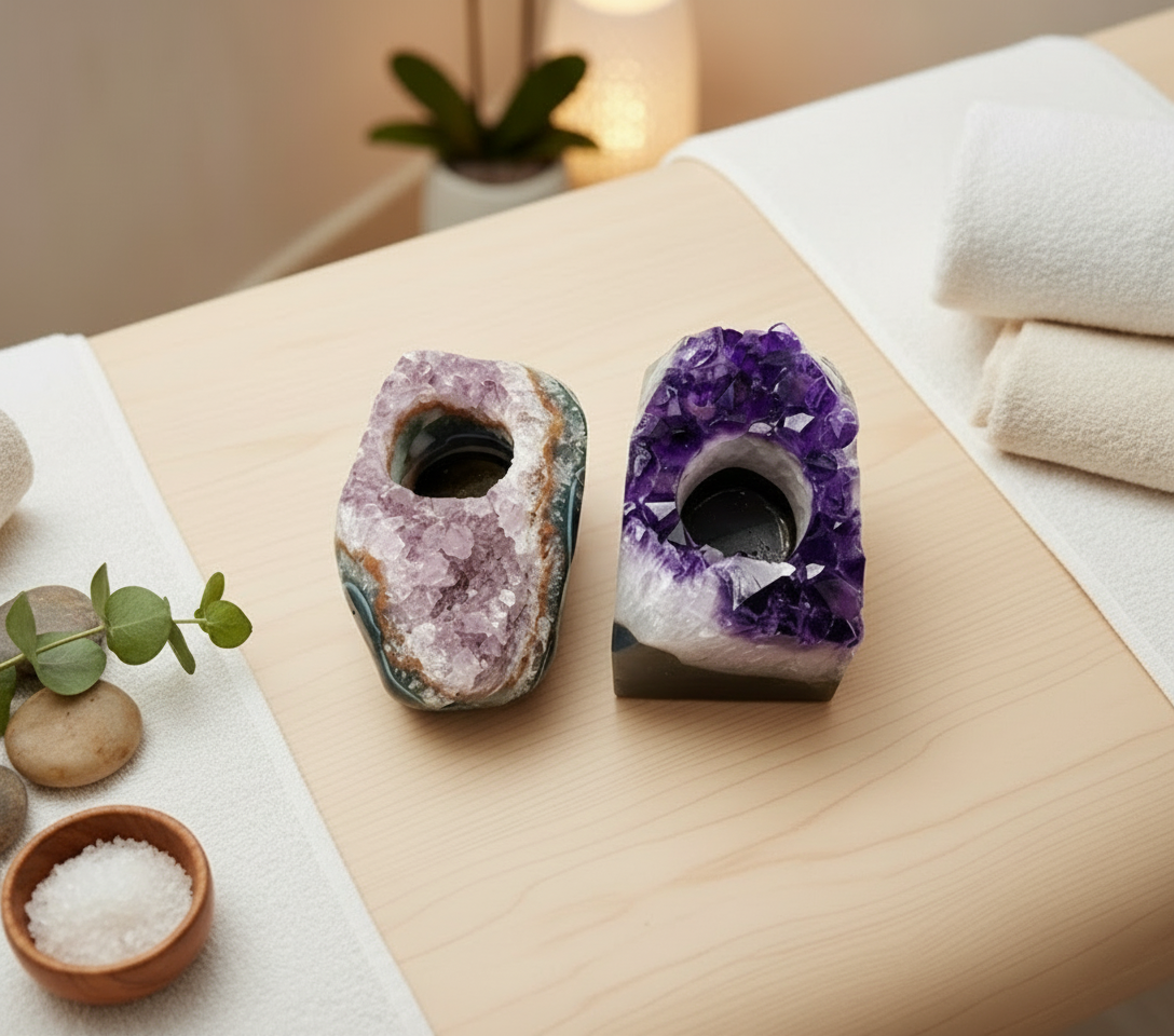 Large Amethyst Tealight Candle Holders crystal Sophie's Attic