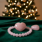 Rose Quartz Crystal Gift Set with Beaded Bracelet, Polished Heart and Tumbled Stone jewelry Sophie's Attic