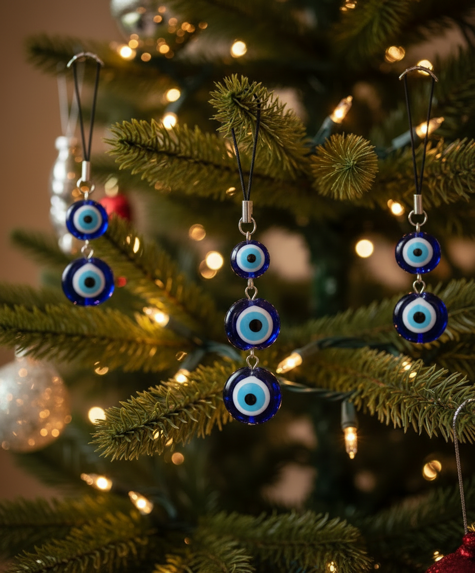 Evil Eye Protection Glass Ornament - 5.5" Set of 4 ornaments ornament Sophie's Attic