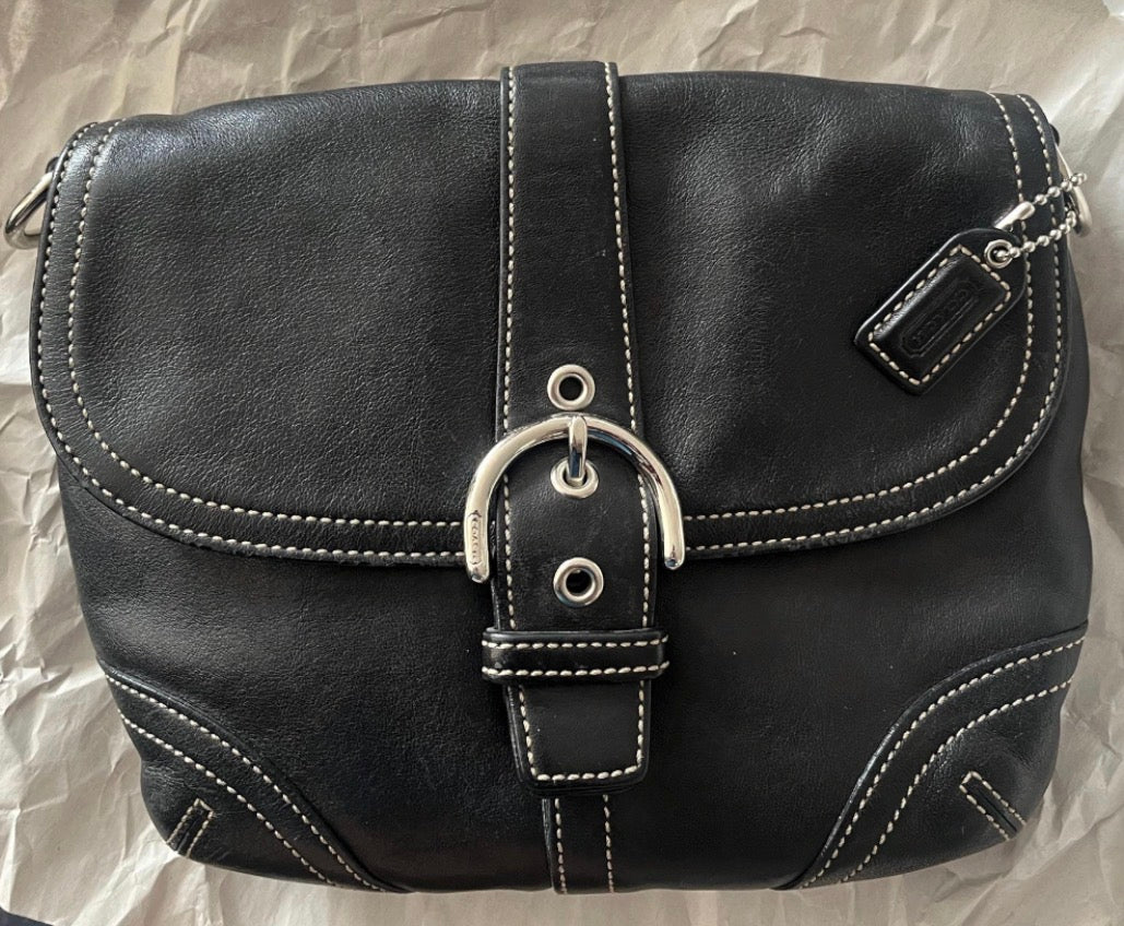 Vintage Coach SoHo Black Leather Crossbody Bag #7843 Y2K