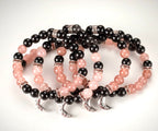 Rainbow Obsidian & Strawberry Quartz 8mm Bracelet - Moon Charm bracelet Sophie's Attic
