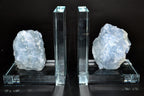 Blue Calcite Crystal Glass Bookends Set of 2 - Calming Home Decor decor Sophie's Attic Shop