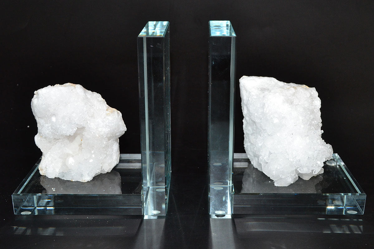 Clear Quartz Crystal Glass Bookends Set of 2 - Clarity & Amplifying decor Sophie's Attic Shop