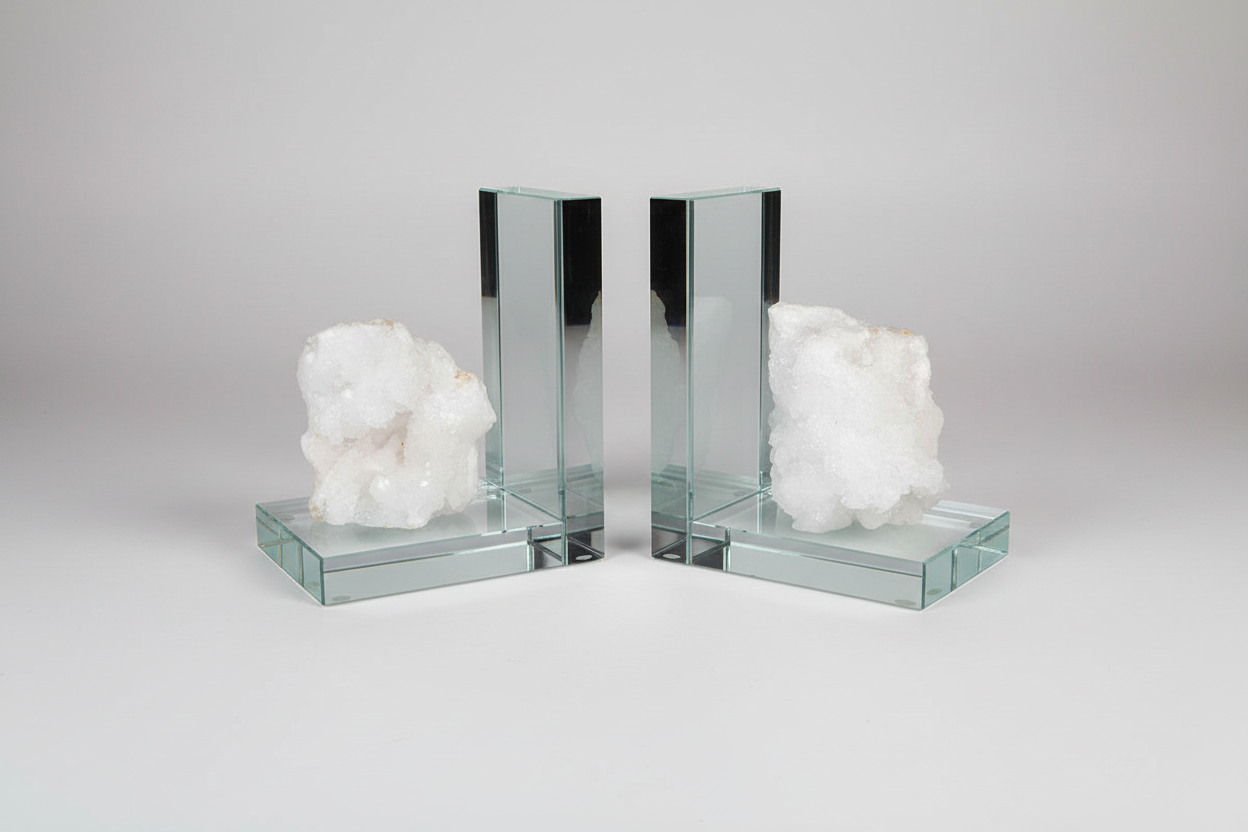 Clear Quartz Crystal Glass Bookends Set of 2 - Clarity & Amplifying decor Sophie's Attic Shop