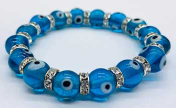 Evil Eye Aqua Bracelet 8mm jewelry by Sophie's Attic