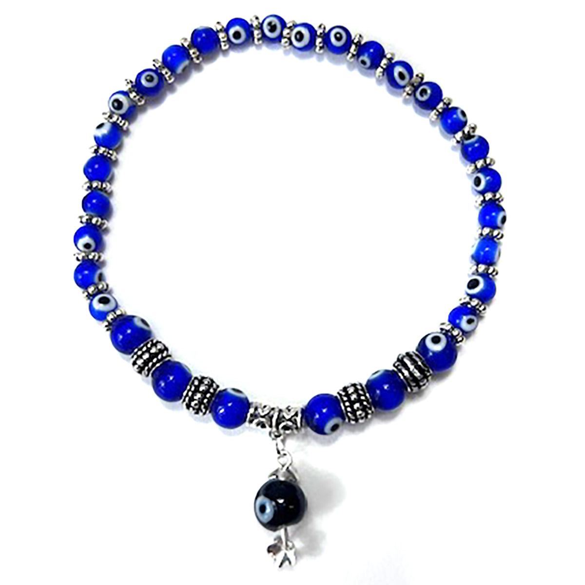 Evil Eye Protection Beaded Anklet - Silver Charm & Spiritual Defense jewelry Sophie's Attic