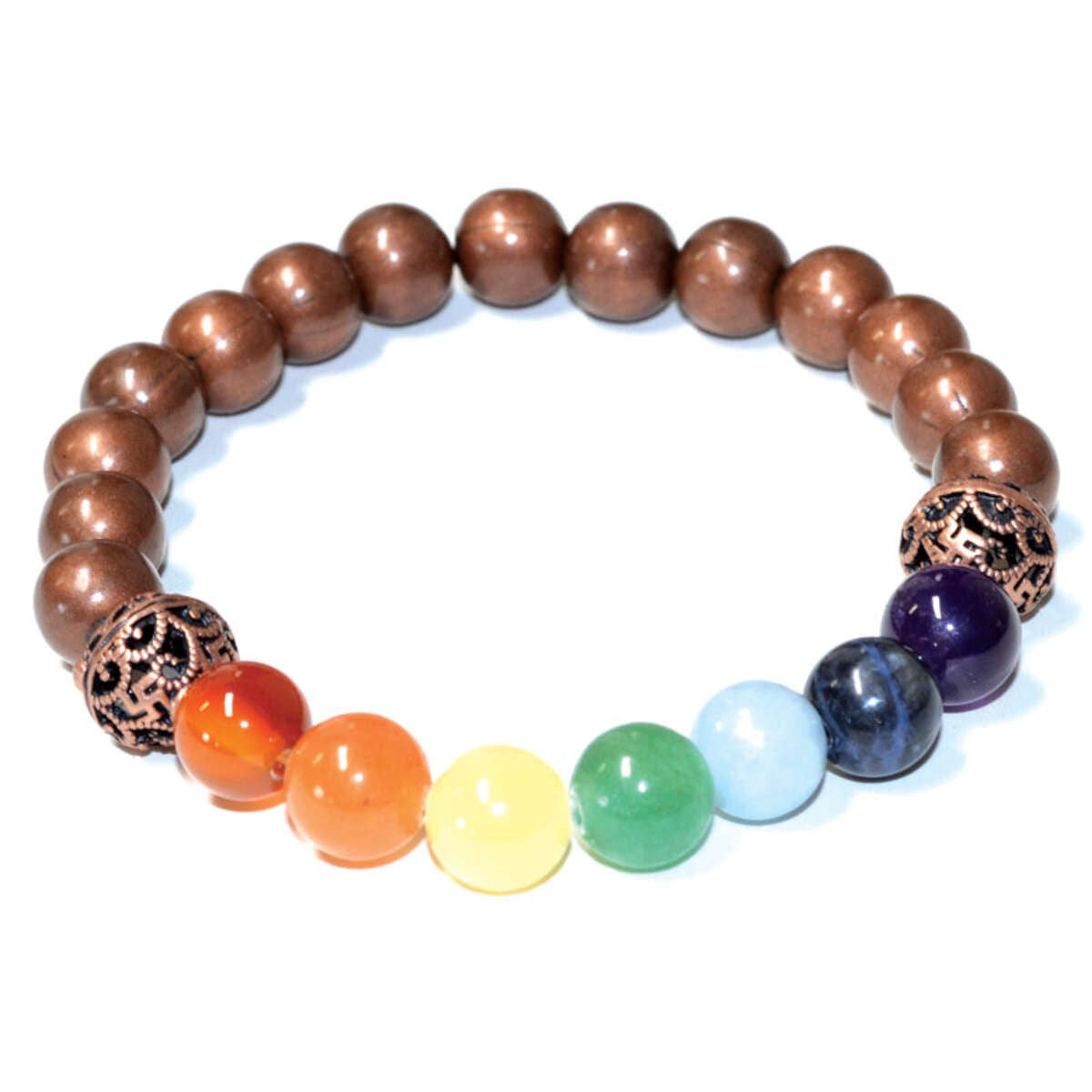 7 Chakra Beaded Bracelet with Copper bracelet Sophie's Attic