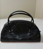Vintage 2000 Prada Black Calfskin Leather Bowling Bag - Authentic Bag Sophie's Attic
