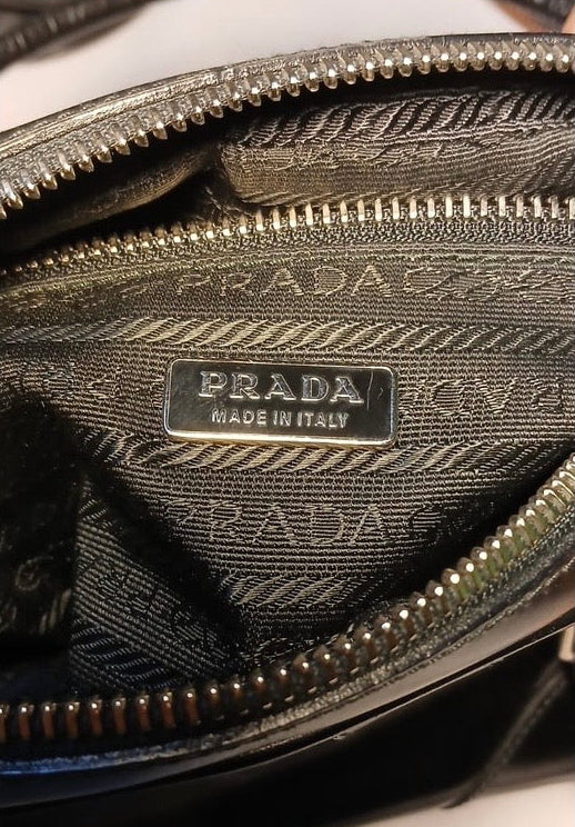 Vintage 2000 Prada Black Calfskin Leather Bowling Bag - Authentic Bag Sophie's Attic