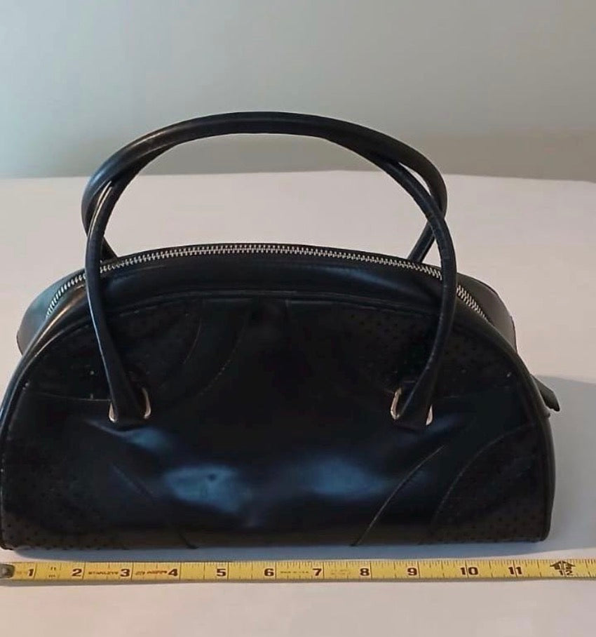 Vintage 2000 Prada Black Calfskin Leather Bowling Bag - Authentic Bag Sophie's Attic