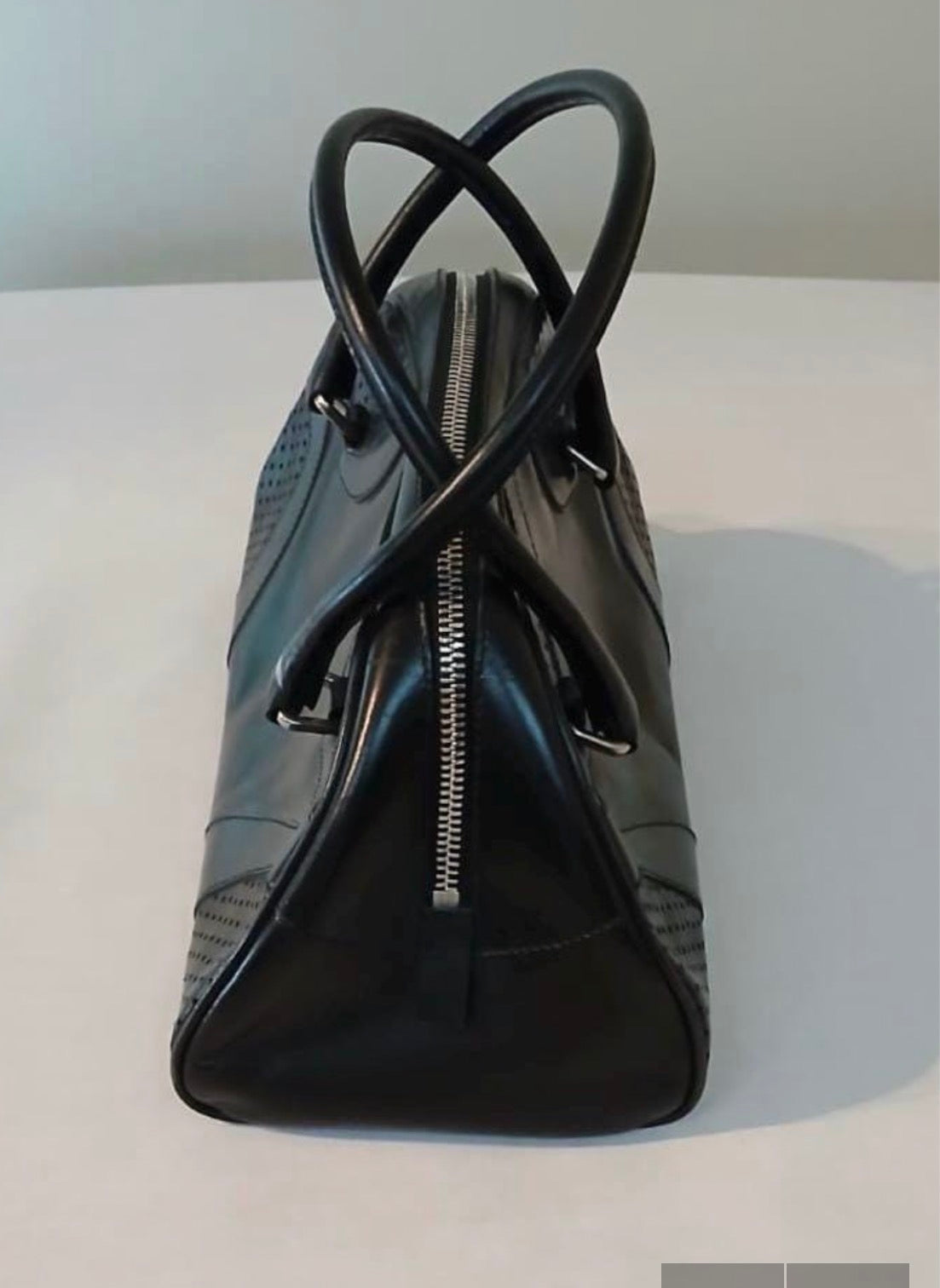 Vintage 2000 Prada Black Leather Bowling Handbag | Y2K Luxury