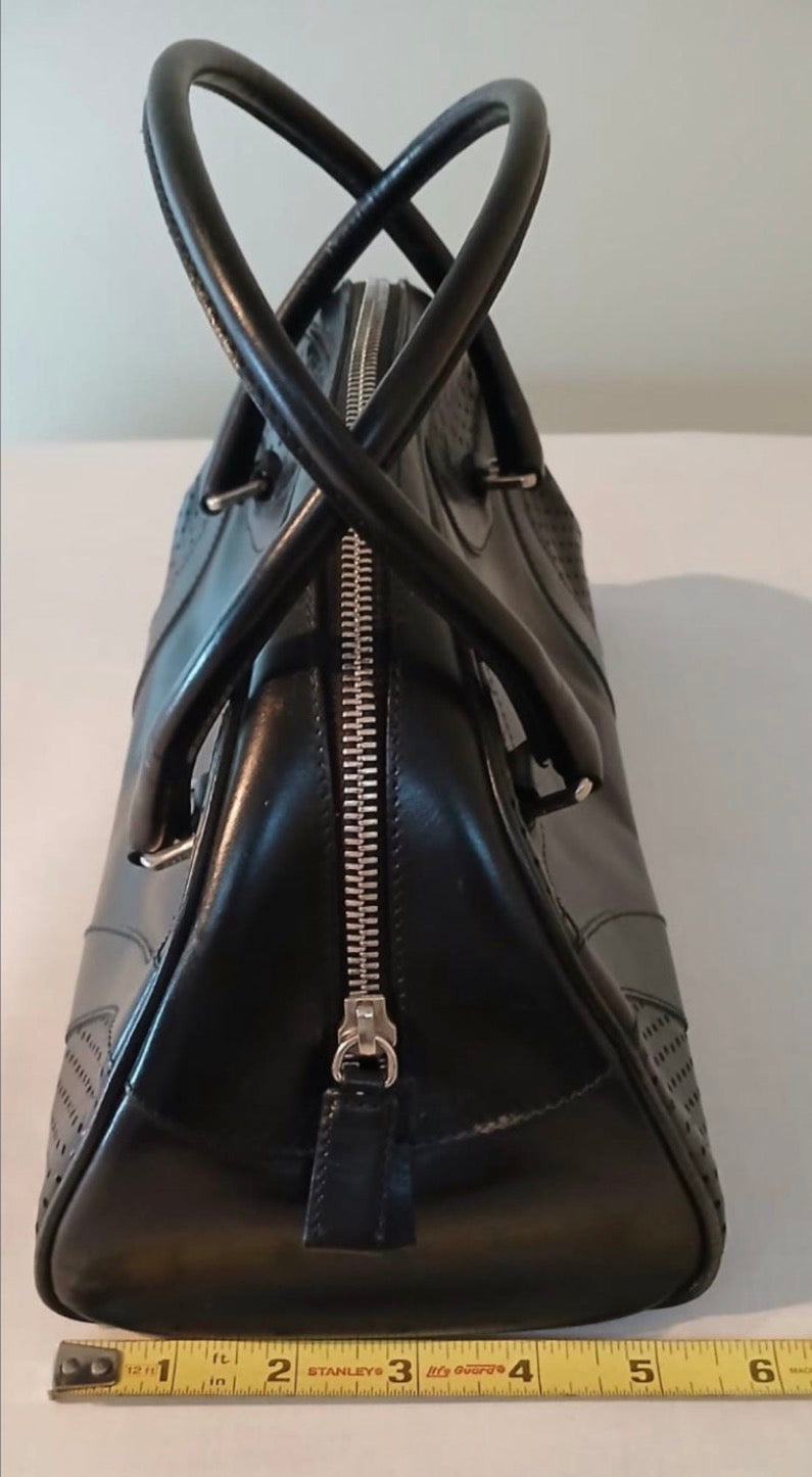Vintage 2000 Prada Black Leather Bowling Handbag | Y2K Luxury