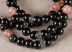 Rainbow Obsidian & Strawberry Quartz 8mm Bracelet - Moon Charm bracelet Sophie's Attic