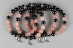 Rainbow Obsidian & Strawberry Quartz 8mm Bracelet - Moon Charm bracelet Sophie's Attic