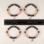 Rainbow Obsidian & Strawberry Quartz 8mm Bracelet - Moon Charm bracelet Sophie's Attic