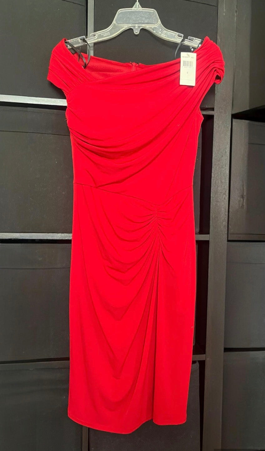 Vintage Tadashi Red Ruched Cocktail Dress Size Small NWT - 2000s Dress Sophie's Attic Shop