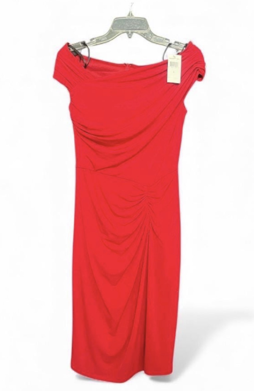 Vintage Tadashi Red Ruched Cocktail Dress Size Small NWT - 2000s Dress Sophie's Attic Shop