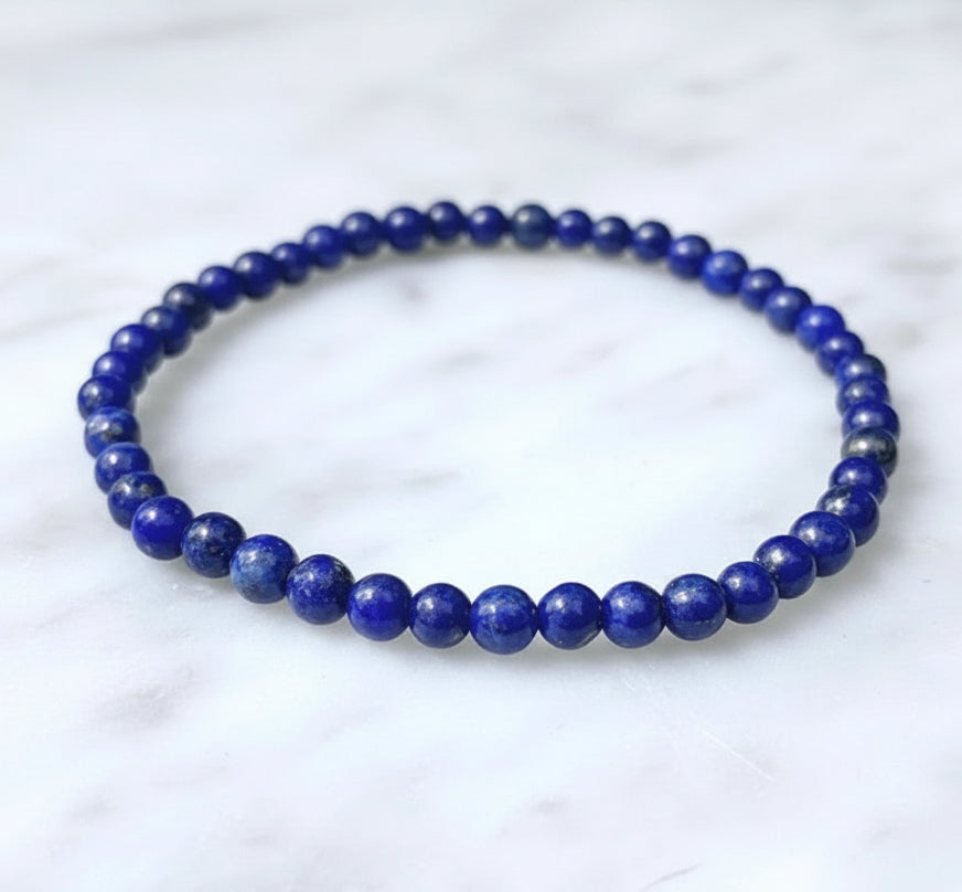 Lapis Natural Stone Bracelet 4mm - Friendship jewelry Sophie's Attic