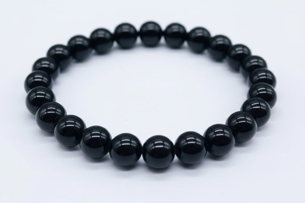 Obsidian Black 8mm Beaded Bracelet jewelry Sophie's Attic