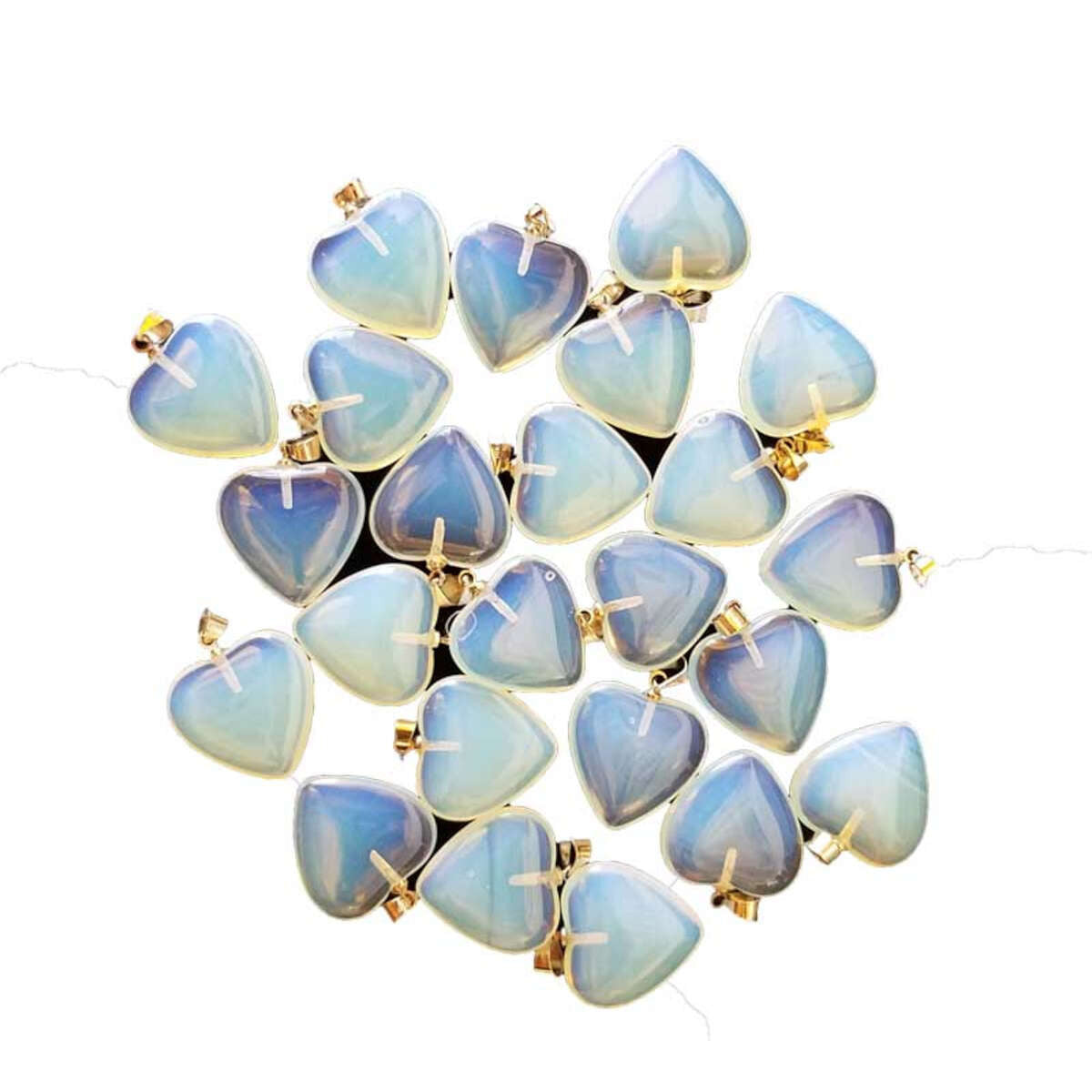 Opalite Heart Pendants Set of 24 - Iridescent Crystal Jewelry Supply Pendant Sophie's Attic