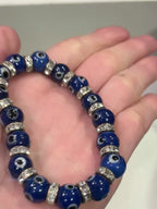 Evil Eye Set with 8mm Bracelet, Keychain and Black Aventurine Tumbled Stone