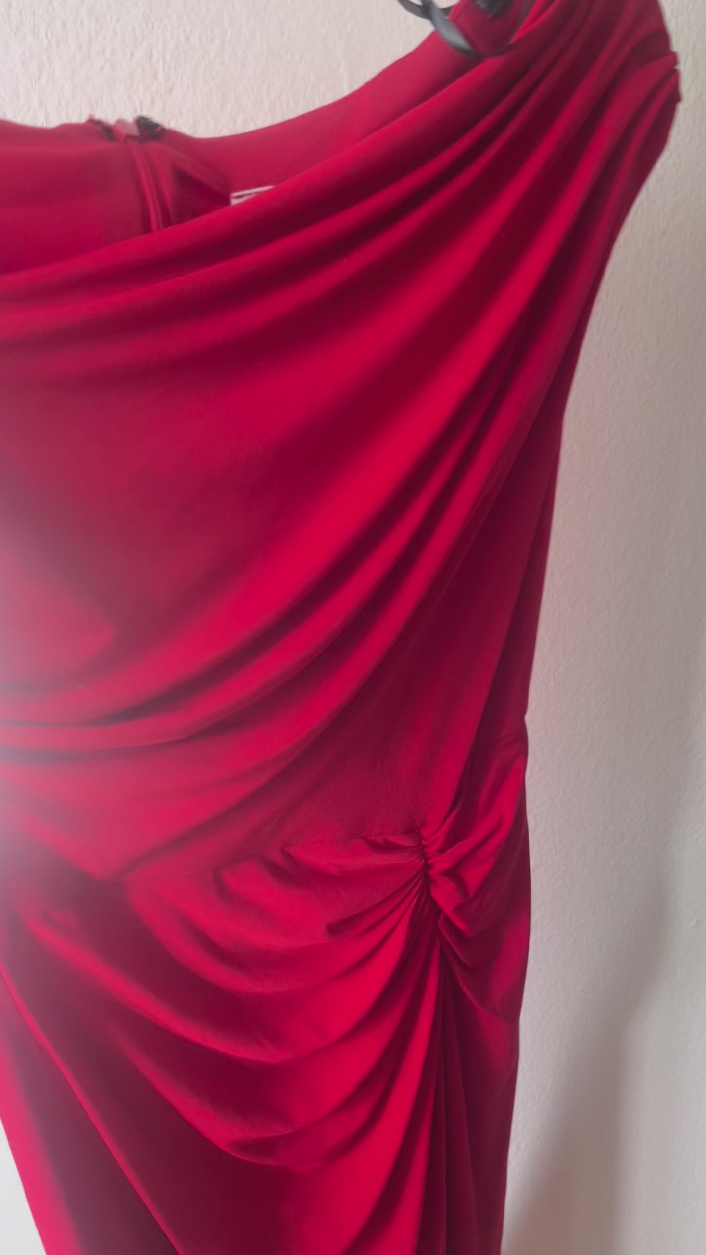 Vintage Tadashi Ruched Red Dress 