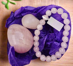 Rose Quartz Crystal Gift Set with Beaded Bracelet, Polished Heart and Tumbled Stone jewelry Sophie's Attic