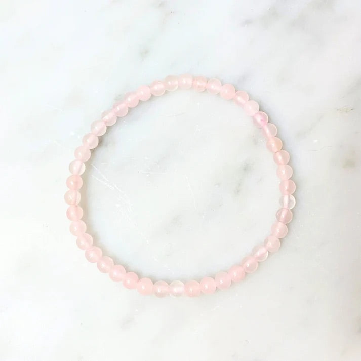 Rose Quartz Natural Stone Bracelet 4mm jewelry Sophie's Attic