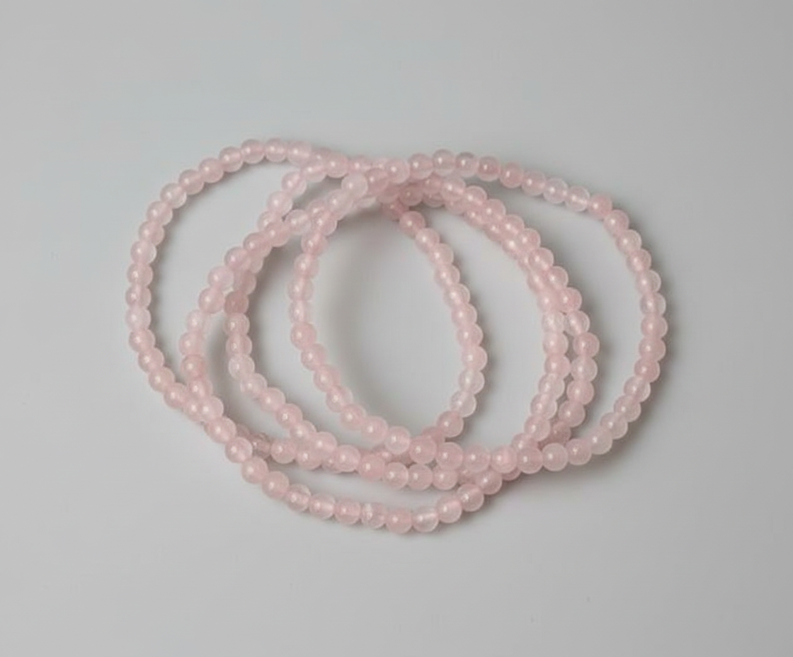 Rose Quartz Natural Stone Bracelet 4mm jewelry Sophie's Attic