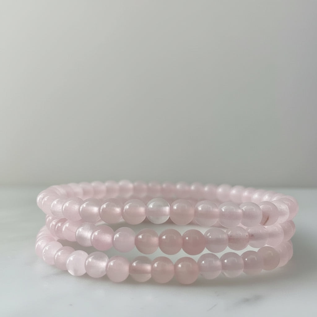 Rose Quartz Natural Stone Bracelet 4mm jewelry Sophie's Attic