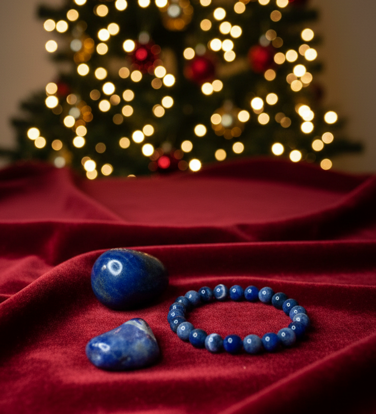 Sodalite Gift Set with Beaded Bracelet, 2” Egg and Tumbled Stone jewelry Sophie's Attic