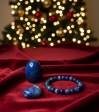 Sodalite Gift Set with Beaded Bracelet, 2” Egg and Tumbled Stone jewelry Sophie's Attic
